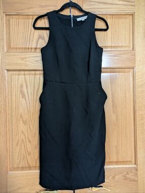 LOFT Black Sheath Dress Size 4 – Sleeveless, Peplum Waist, Pockets
